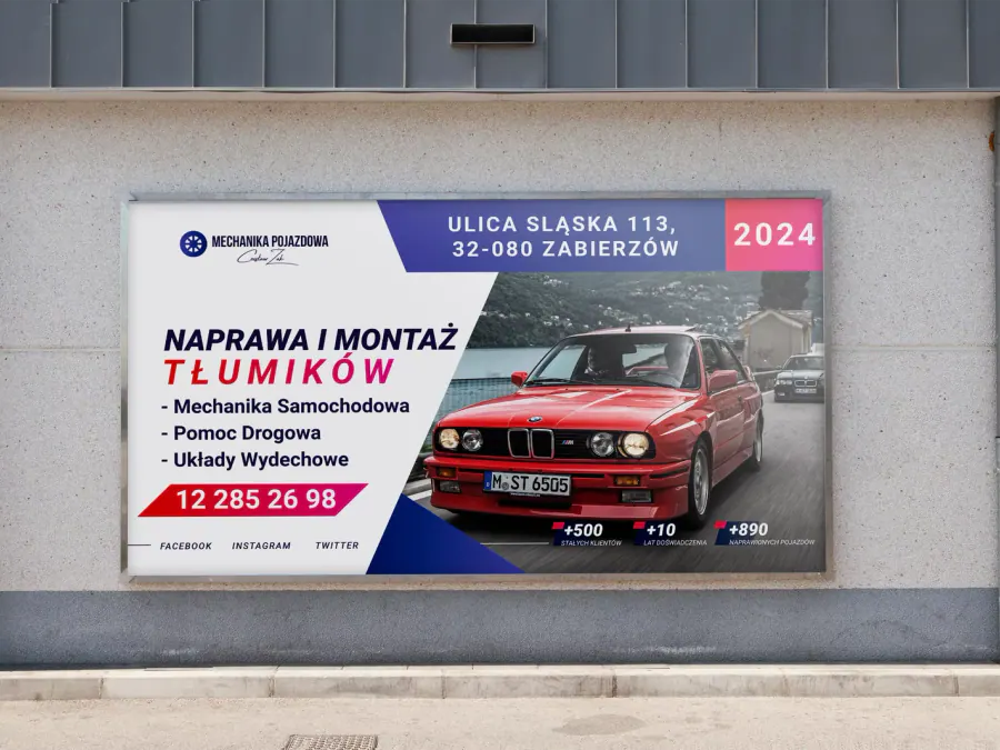 Projekt baneru reklamowego Kraków — Cezary Zak Mechanika | Geometry Graphics