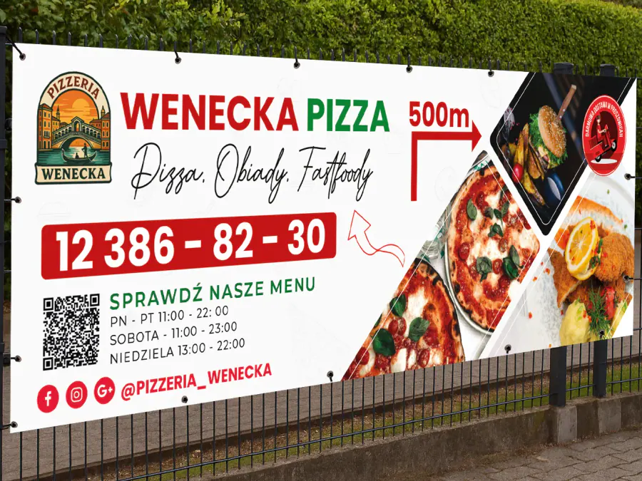 Projekt baneru reklamowego Kraków — Pizza Wenecka | Geometry Graphics