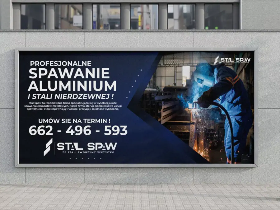 Projekt baneru reklamowego Kraków — Stalspaw Spawanie Aluminium | Geometry Graphics