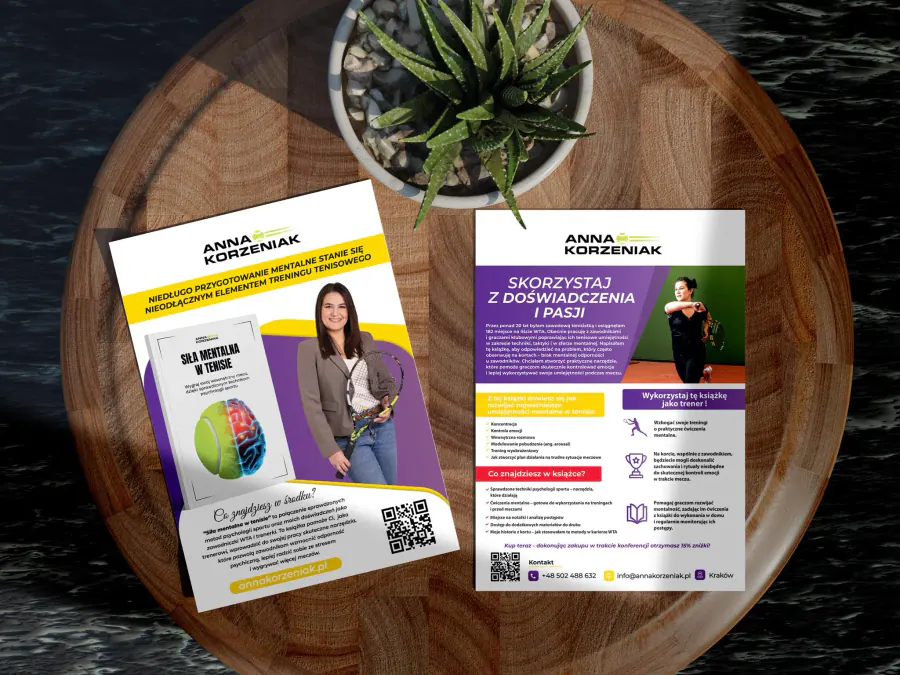 Projekt ulotki reklamowej Kraków — Anna Korzeniak Tennis | Geometry Graphics