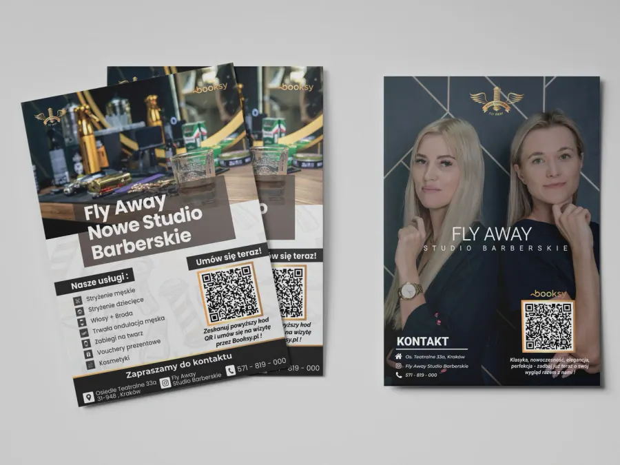 Projekt ulotki reklamowej Kraków — Fly Away Studio Barberskie | Geometry Graphics