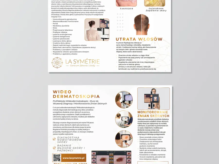 Projekt ulotki reklamowej Kraków — La Symétrie Dermatoskopia | Geometry Graphics