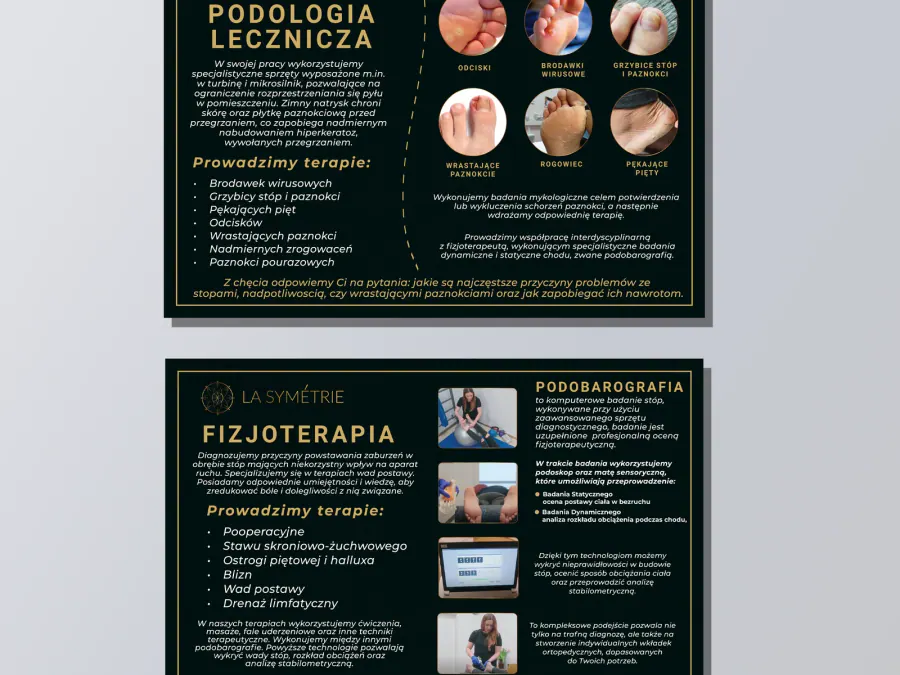 Projekt ulotki reklamowej Kraków — La Symétrie Podologia | Geometry Graphics