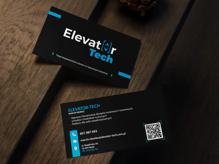 Projekt wizytówki Kraków — Elevator Tech Windy | Geometry Graphics