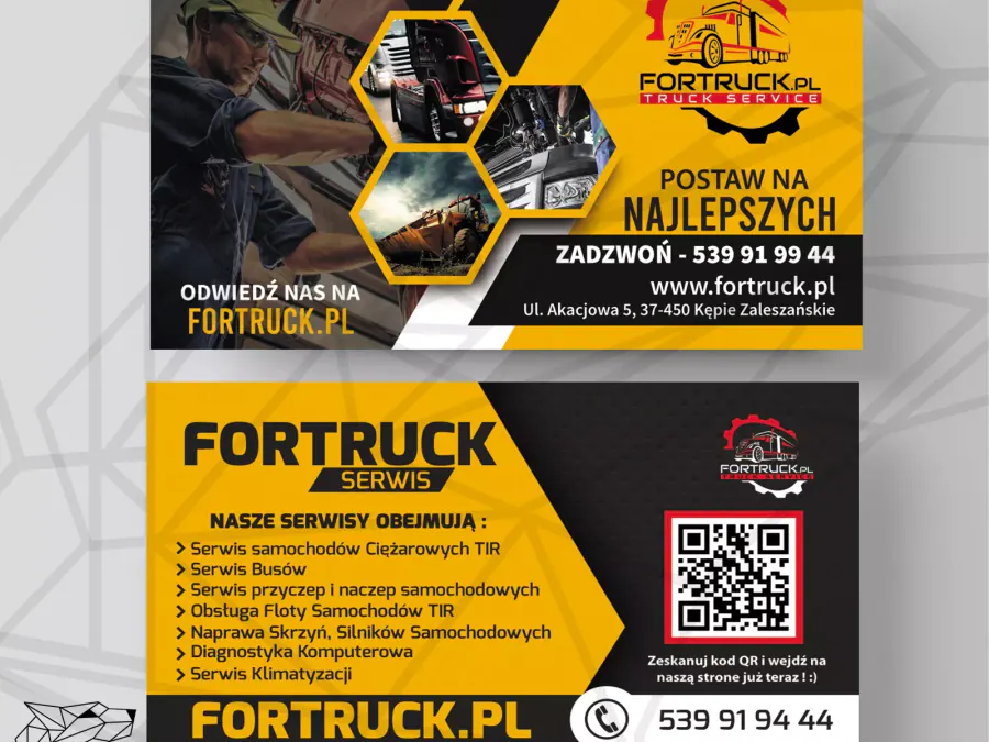 Projekt wizytówki Kraków — ForTruck Serwis | Geometry Graphics