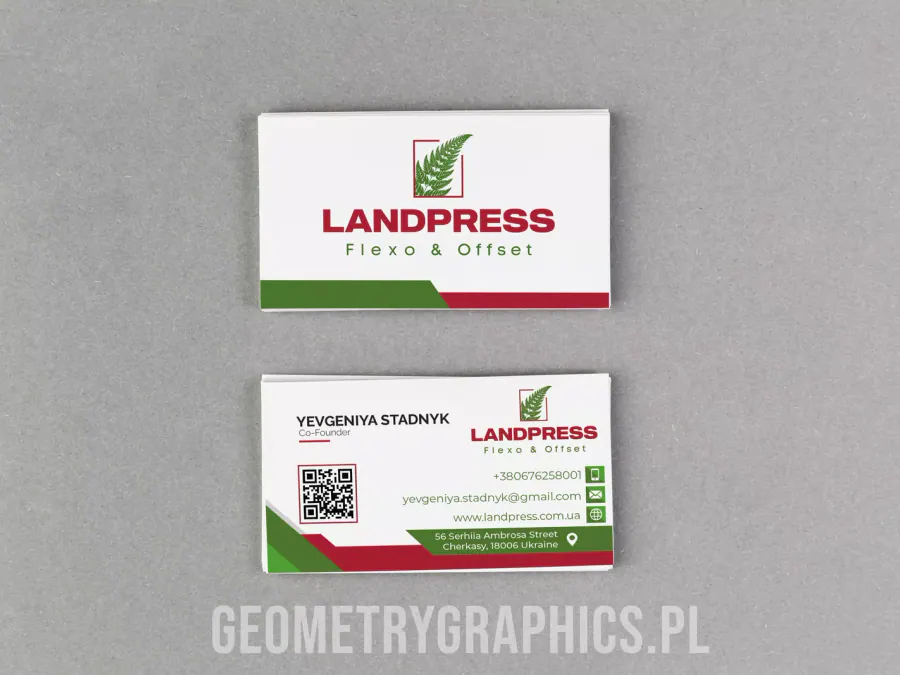 Projekt wizytówki Kraków — Landpress Flexo Offset | Geometry Graphics