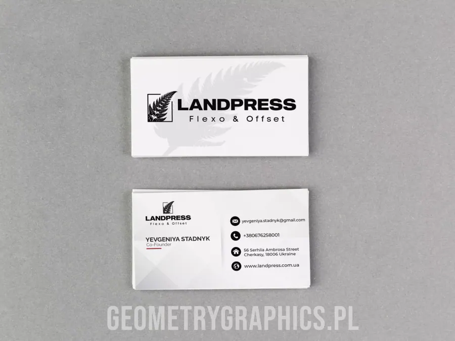 Projekt wizytówki Kraków — Landpress | Geometry Graphics