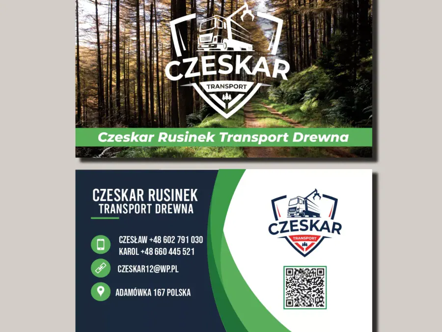 Projekt wizytówki Kraków — Transport Drewna Czeskar | Geometry Graphics