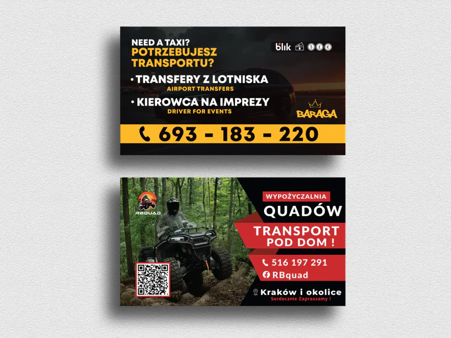 Projekt wizytówki Kraków — Transport Lotnisko Balice | Geometry Graphics