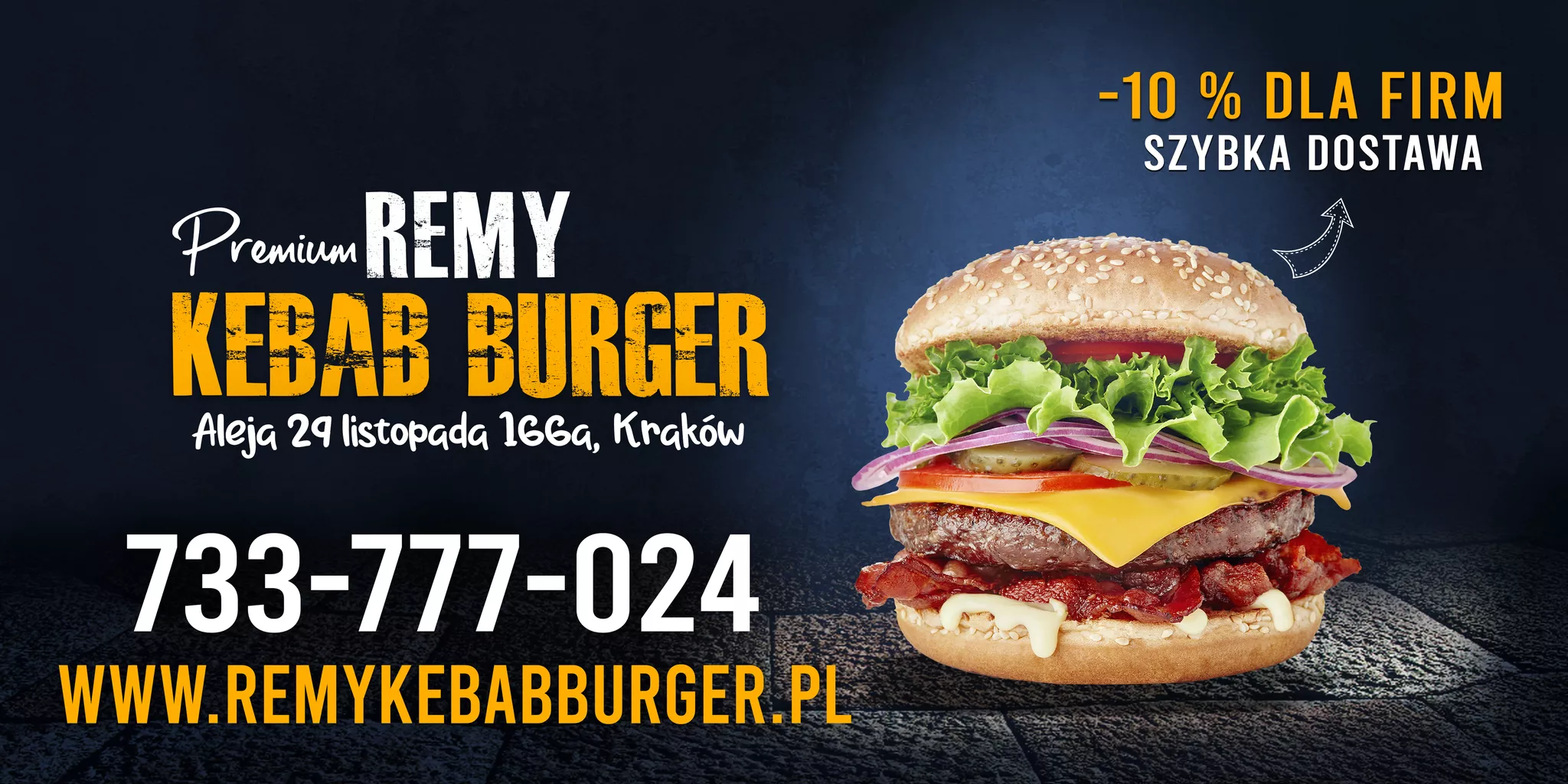 Baner reklamowy Burger — projekt baneru Kraków | Geometry Graphics