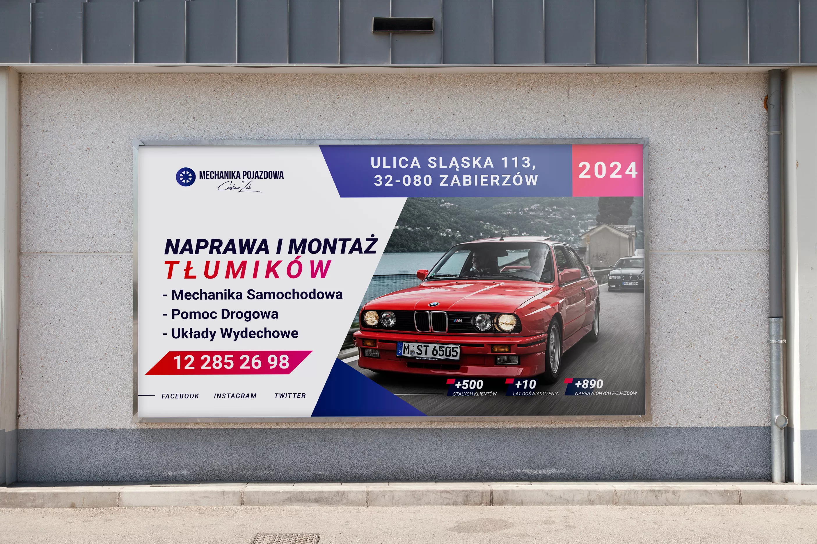 Baner reklamowy Cezary Żak — mechanika — projekt baneru Kraków | Geometry Graphics