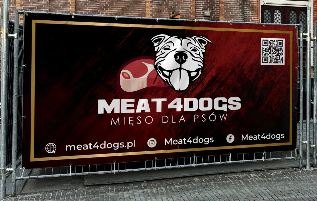 Baner reklamowy Meat4Dogs — projekt baneru Kraków | Geometry Graphics