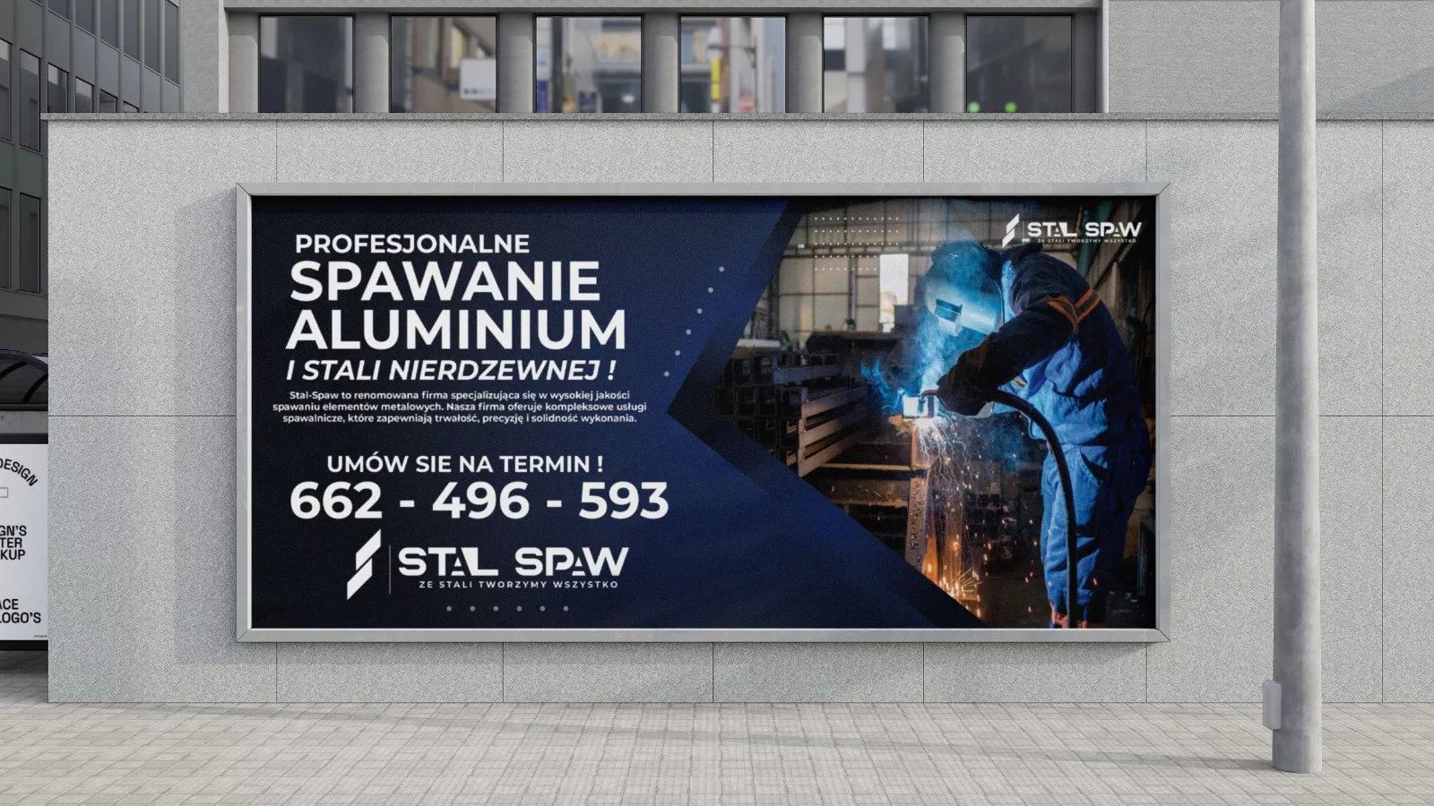 Baner reklamowy Stalspaw — spawanie aluminium — projekt baneru Kraków | Geometry Graphics