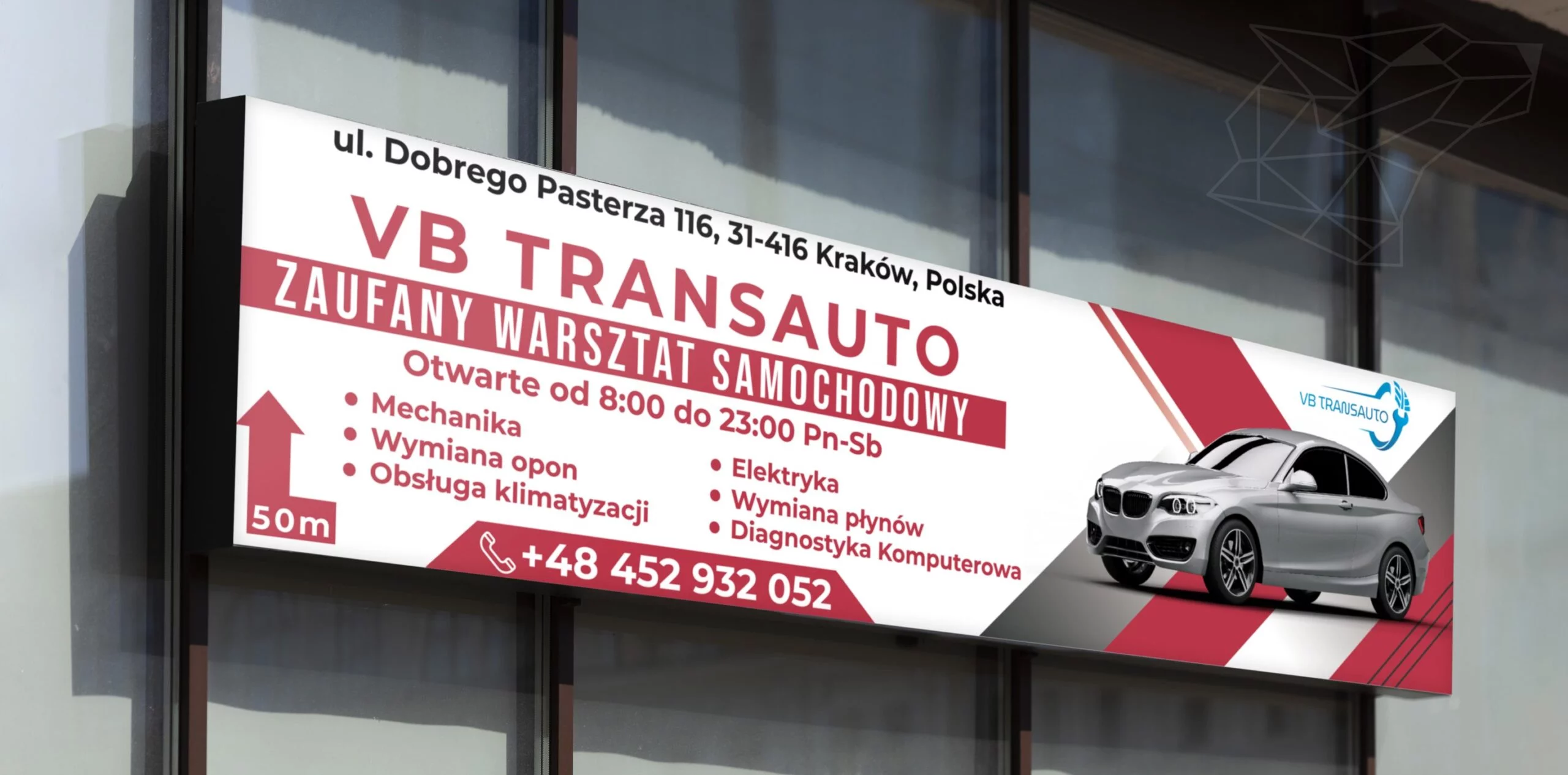 Baner reklamowy VB Transauto — projekt baneru Kraków | Geometry Graphics