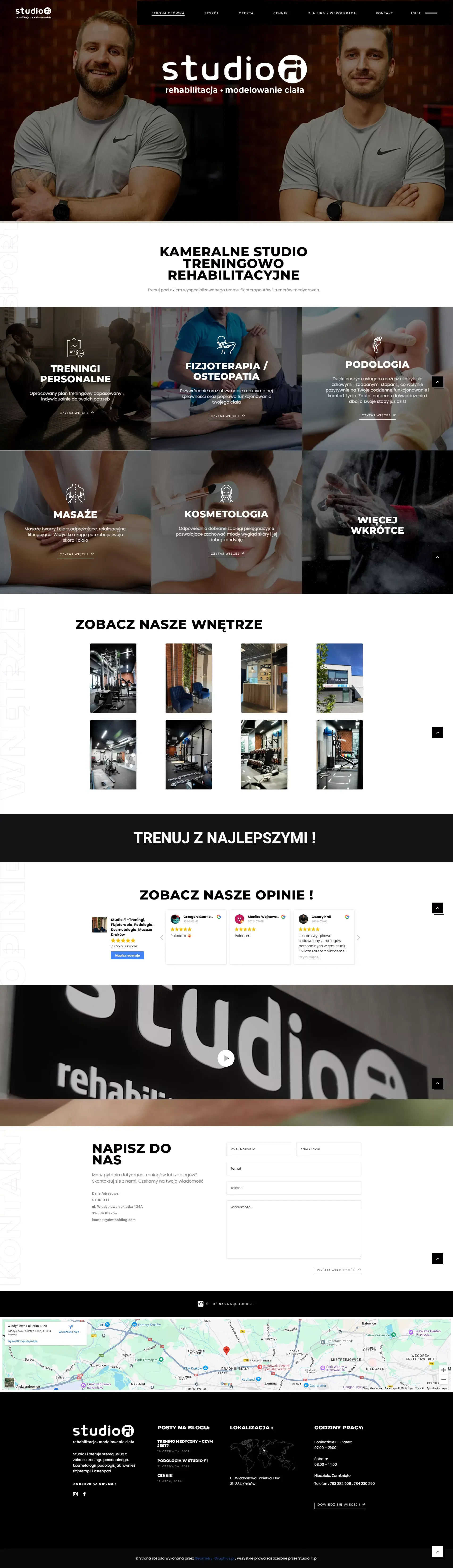 Projekt strony internetowej Kraków - Studio Fi — Trening Personalny 