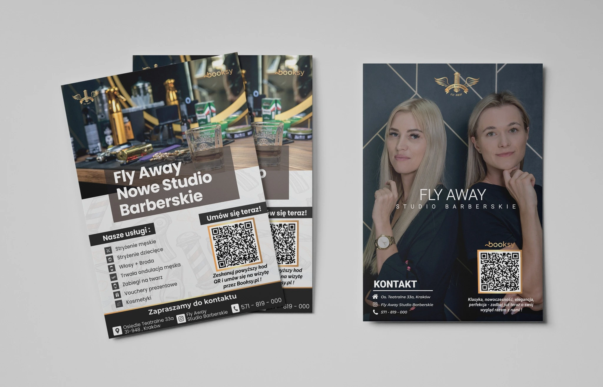 Projekt ulotki reklamowej Kraków — Fly Away Studio Barberskie | Geometry Graphics