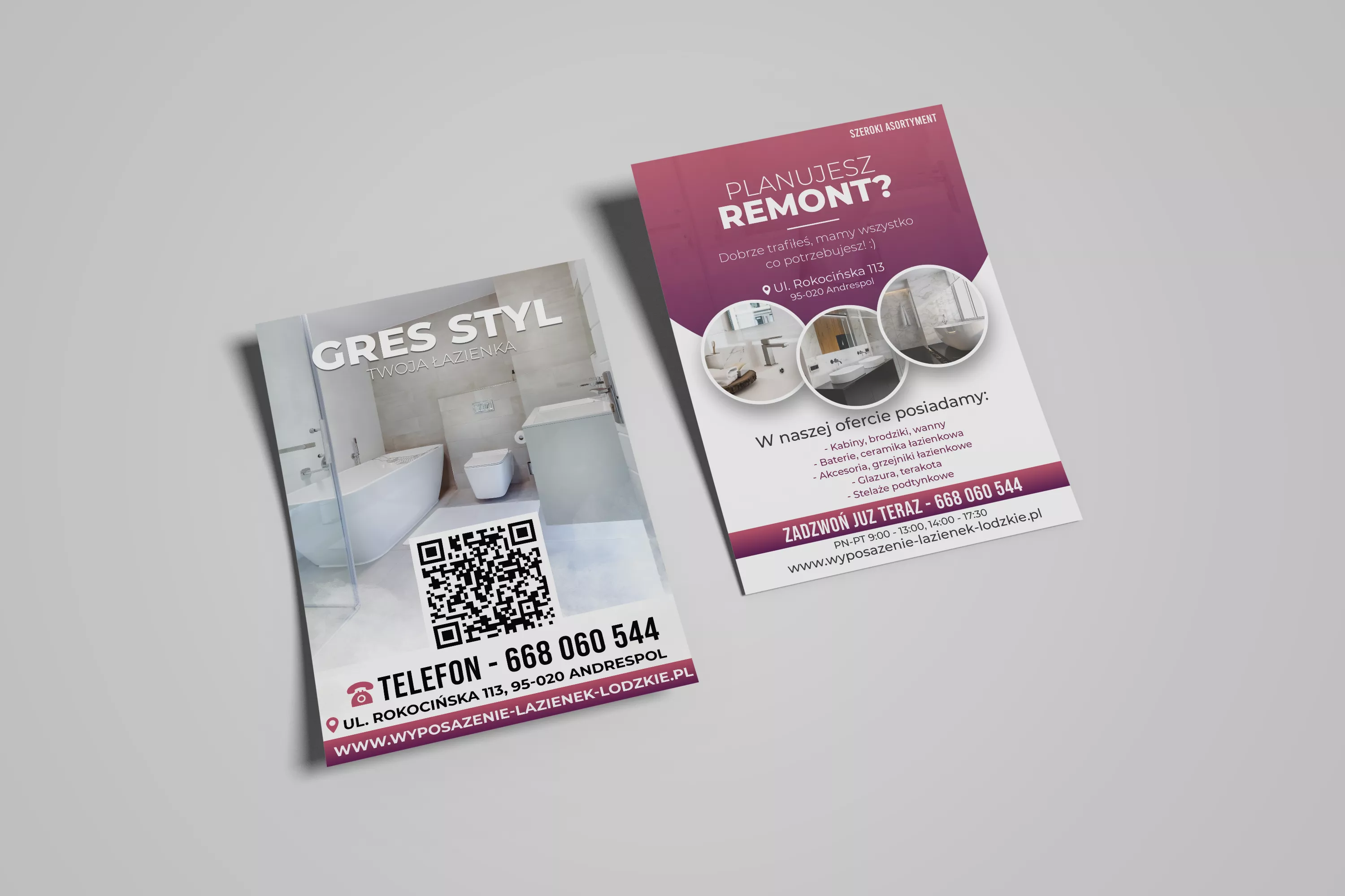 Projekt ulotki reklamowej Kraków — Gres Styl Łazienka | Geometry Graphics