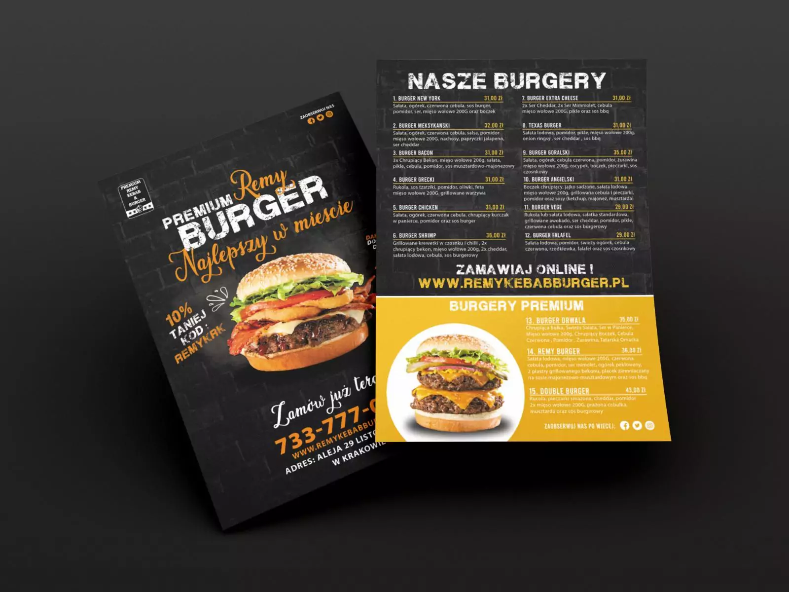 Projekt ulotki reklamowej Kraków — Kebab Burger | Geometry Graphics