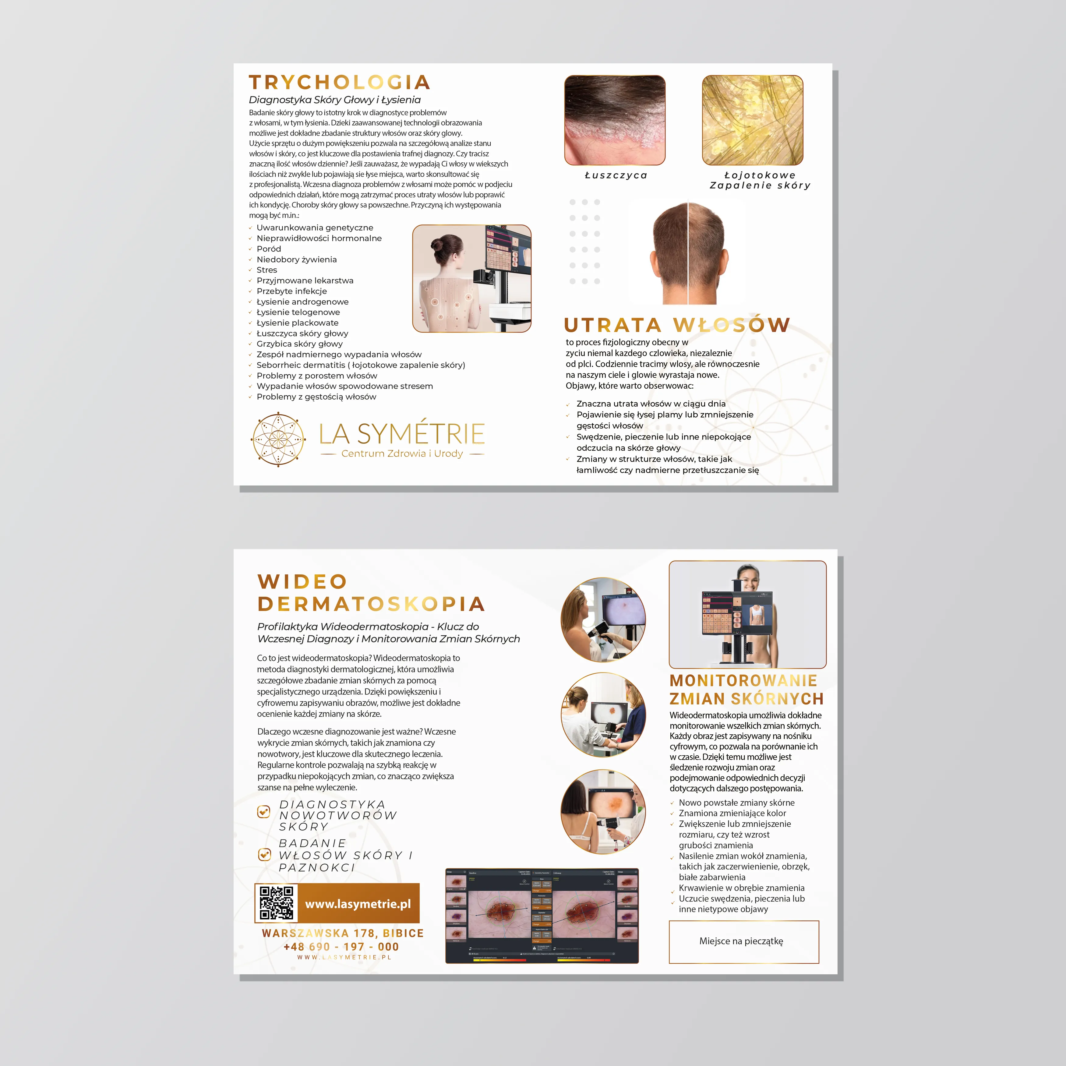 Projekt ulotki reklamowej Kraków — La Symétrie Dermatoskopia | Geometry Graphics
