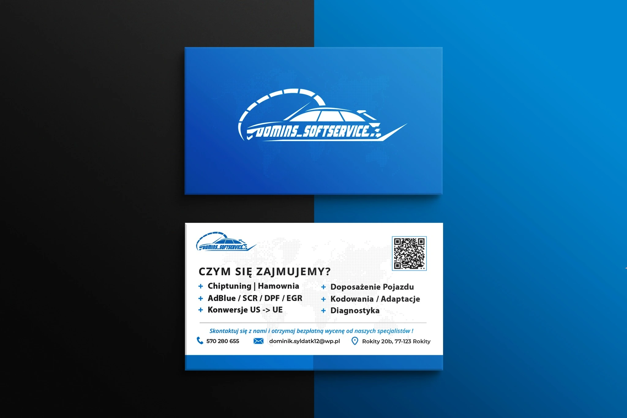 Projekt wizytówki Kraków - Domins Softservice Kraków - Geometry Graphics
