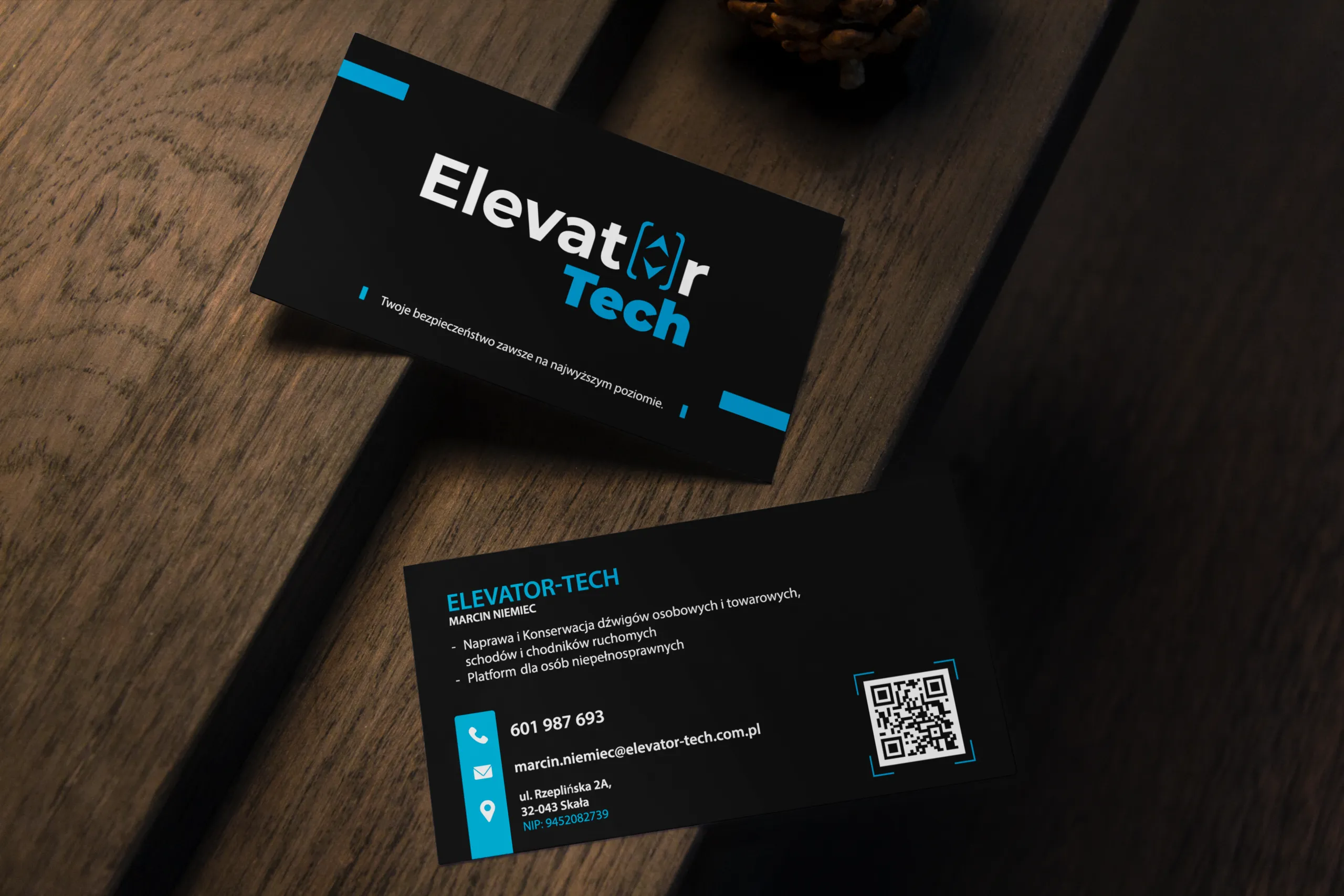 Projekt wizytówki Kraków — Elevator Tech Windy | Geometry Graphics