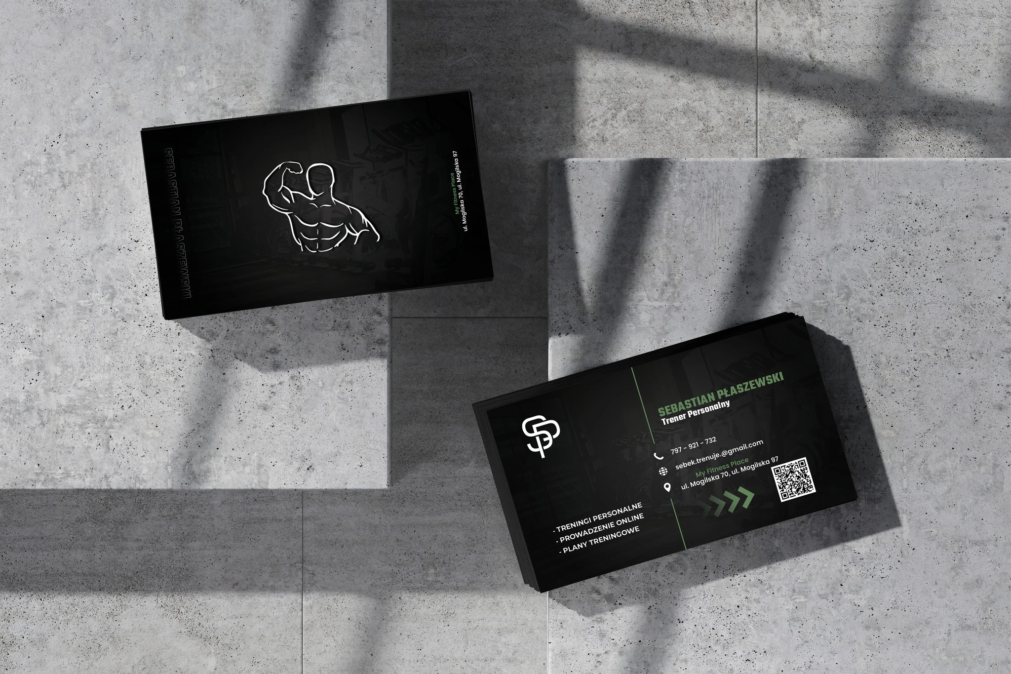 Projekt wizytówki Kraków - Kraków Trener Personalny Sebastian - Geometry Graphics