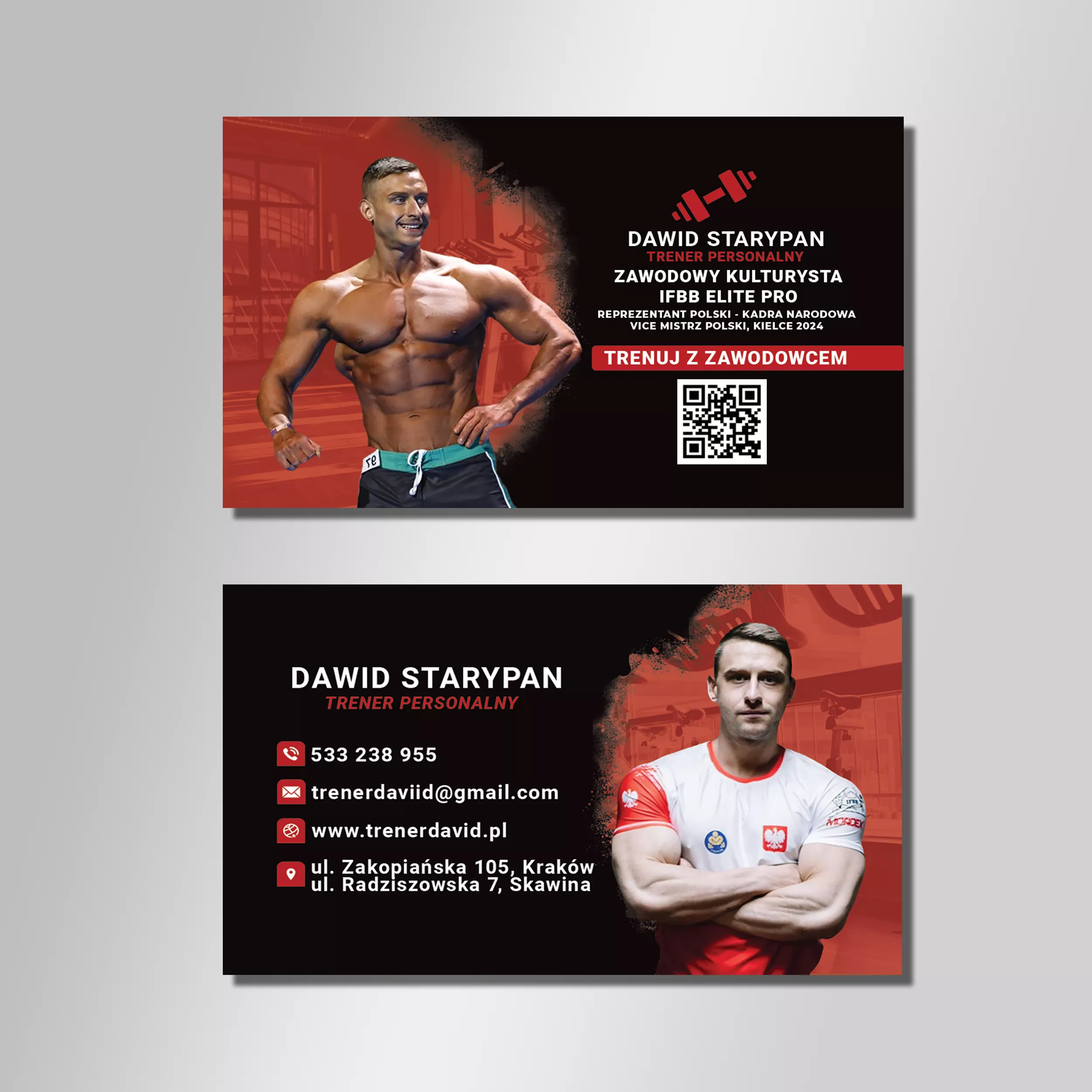 Projekt wizytówki Kraków - Trener Personalny Dawid Starypan Kraków - Geometry Graphics