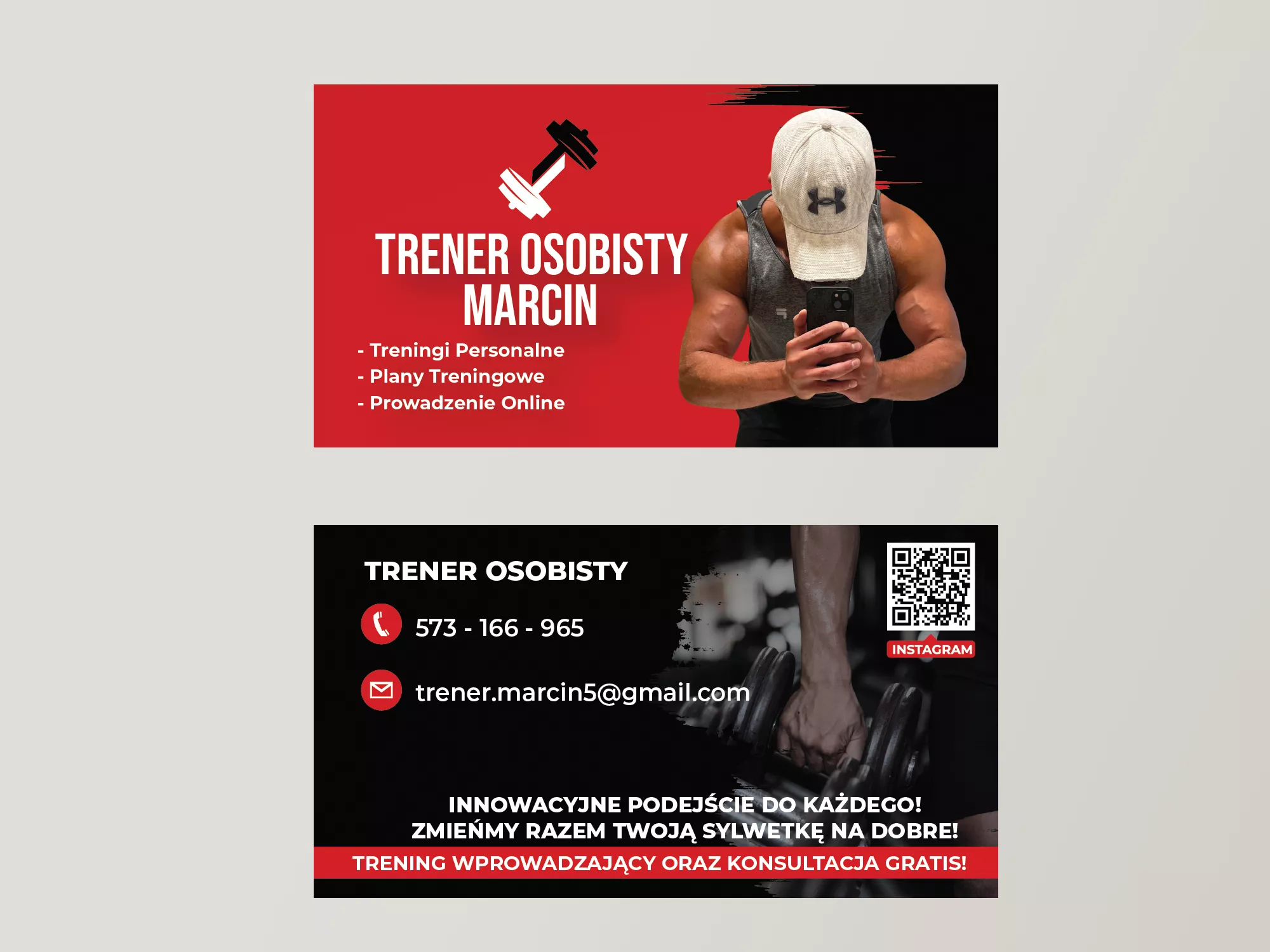 Projekt wizytówki Kraków - Trener Personalny Marcin Kraków - Geometry Graphics